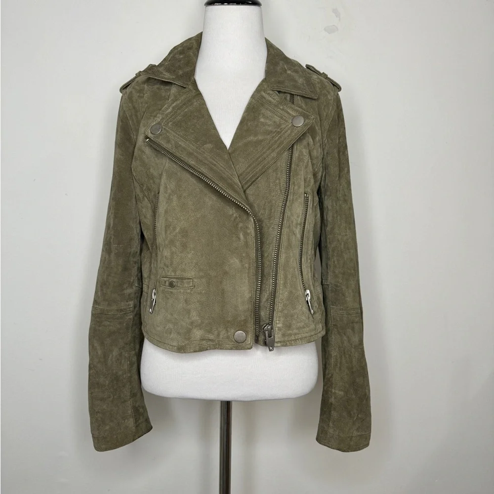Blank NYC sl8 olive suede moto jacket - Picture 1 of 6